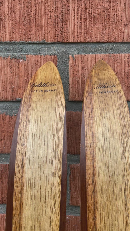 215cm Splitkein Mid-1960s Wood Cross-Country Touring Skis - Great Condition!