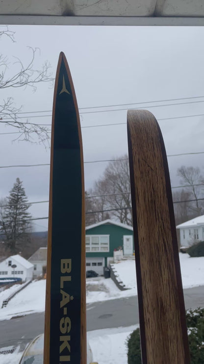 215cm Blå-Skia Wood "Tur-Langrenn" Light Touring Cross-Country Skis - Late 1960s - Veldig Hyggelig!