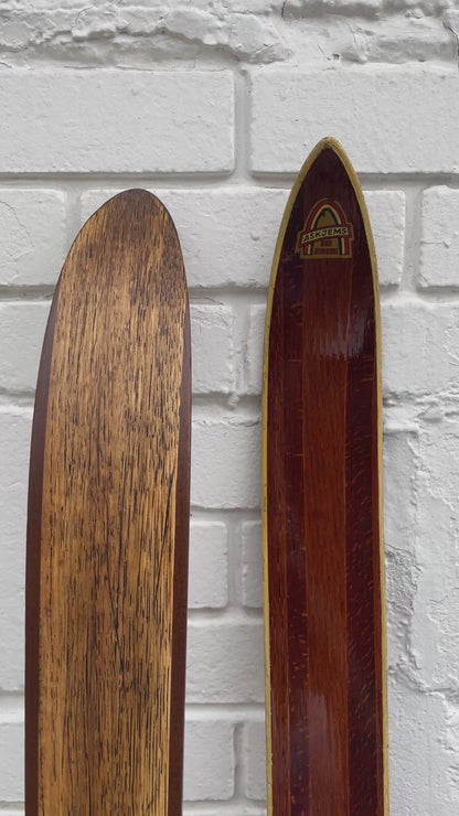 195cm Askjem "Elite" Wood Cross-Country Touring Skis - NORWAY - Vintage Store Badges!!!!